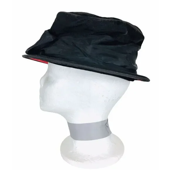 Antique Victorian Edwardian 1900s Black Velvet Wire Frame Slouchy Bow Top Hat